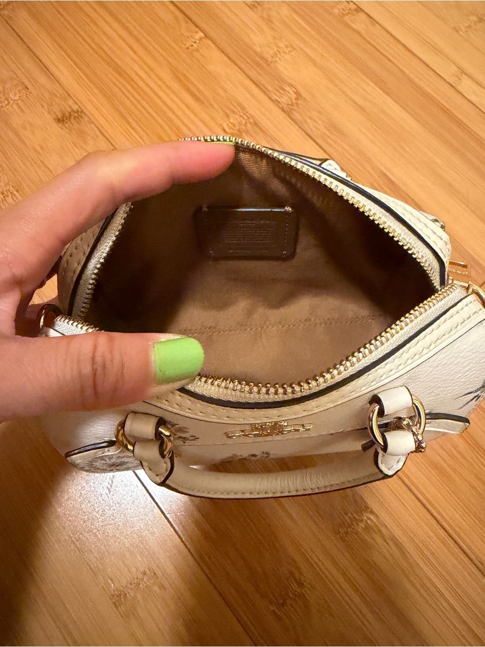 Coach Mini Rowan Crossbody XS Leather White Floral Design with Gold Hardware - Picture 3 of 5